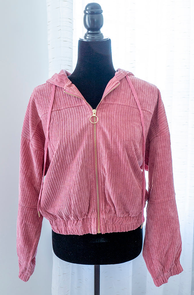 Pink Mauve corduroy hoodie jacket