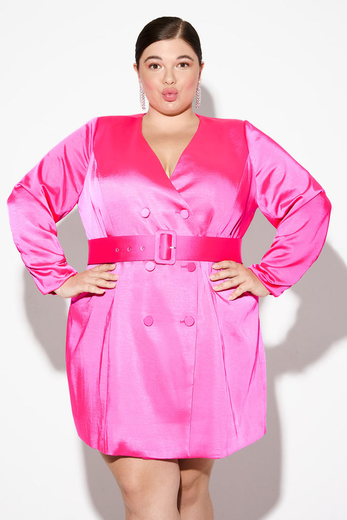 Belted Pink Dress Plus size