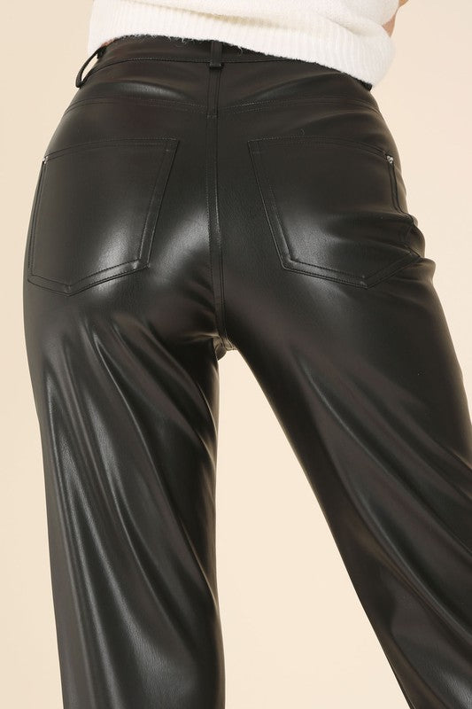 Black Vegan Leather Pants 